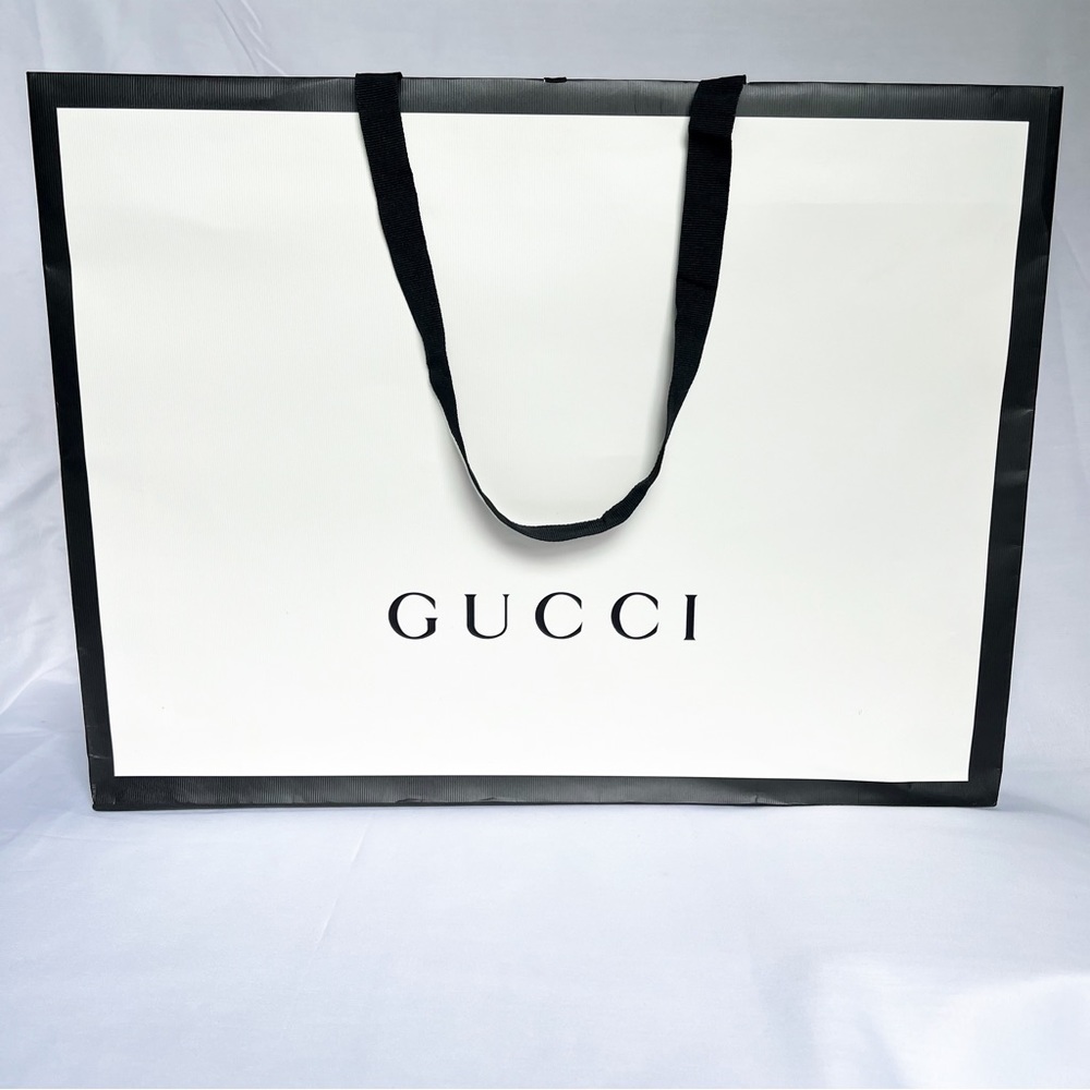 GUCCI Large Black White Paper Boutique Shopping Bag